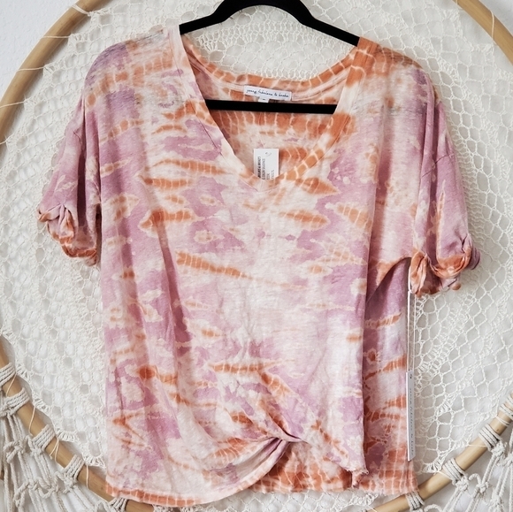 NWT YFB Tie Dye Linen Blend Twister T-Shirt - Picture 6 of 7